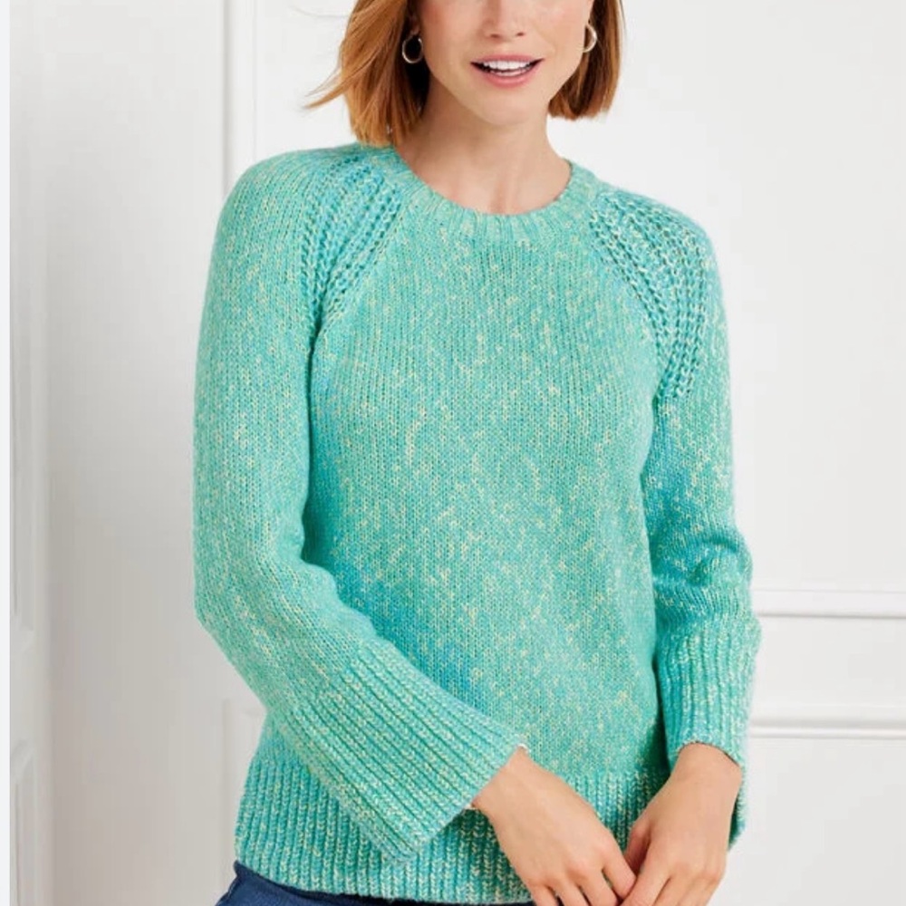 - Talbots Women's Aqua Sweater with rounded collar. NWOT size L